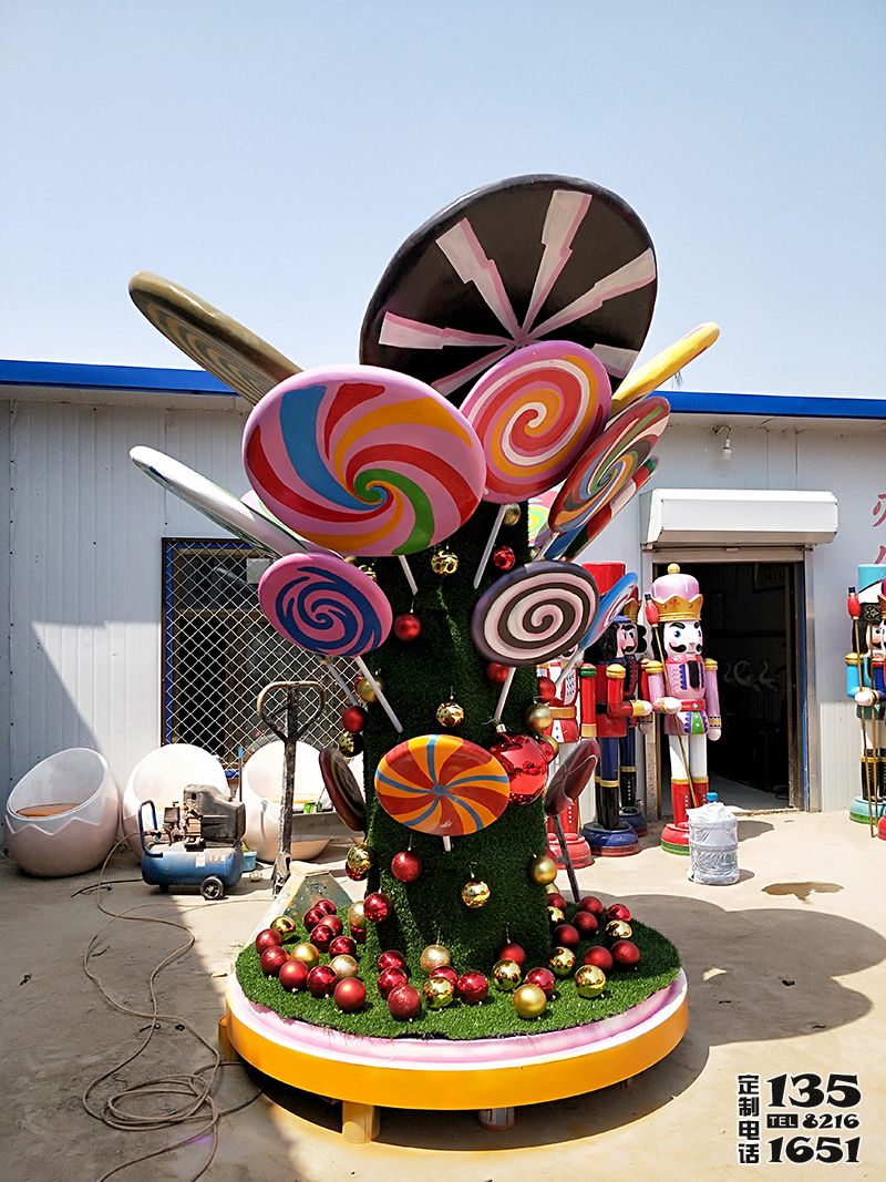 戶(hù)外游樂(lè)場(chǎng)玻璃鋼彩繪仿真棒棒糖雕塑
