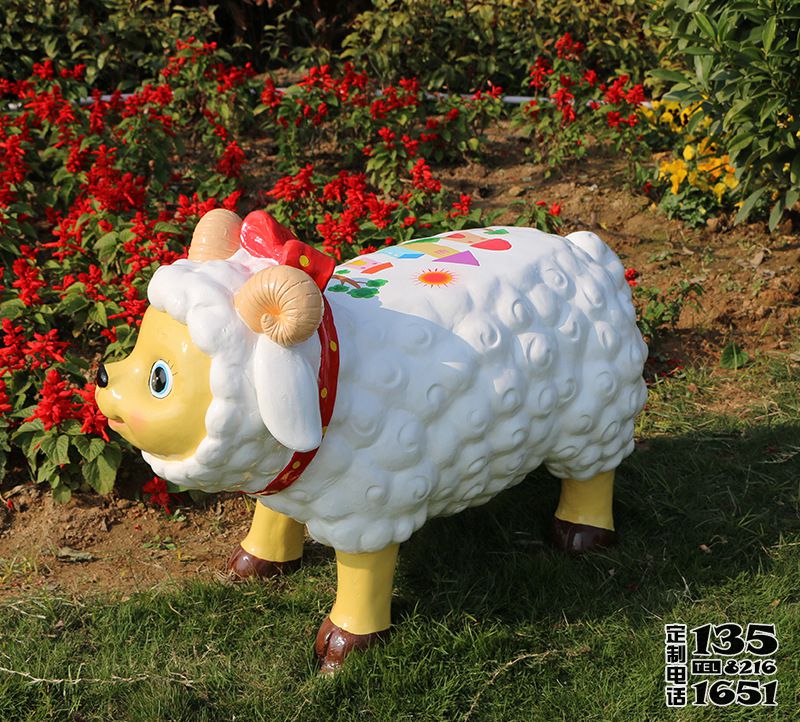 綿羊動(dòng)物座椅玻璃鋼雕塑 戶外園林景觀擺件
