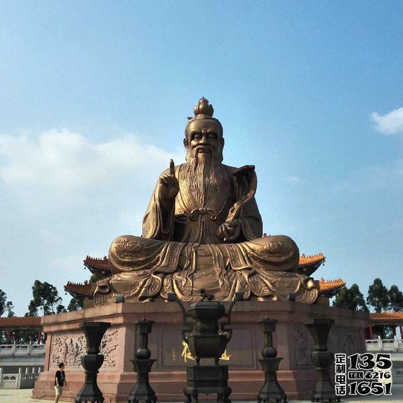 廣場(chǎng)景區(qū)大型玻璃鋼仿銅老子雕塑