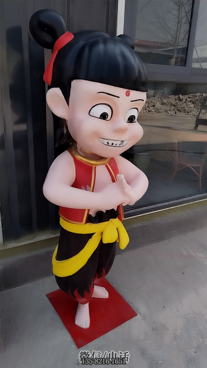 雙手抱拳哪吒雕塑，模具高1.5米，支持定制